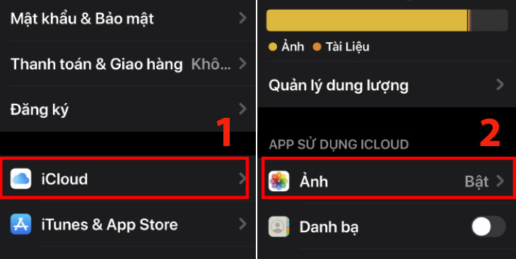 Hướng dẫn lấy lại ảnh trên iCloud qua Cài đặt bước 2